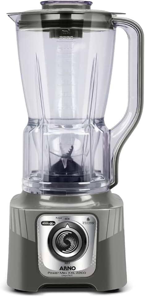 Liquidificador Arno Power Max 2200W XXL LN87, Cinza Esverdeado, com 6 Lâminas Powelix Pro, Copo de 2.25L, Tecnologia Autolock Anti Vazamento e Limpeza Fácil, 110V