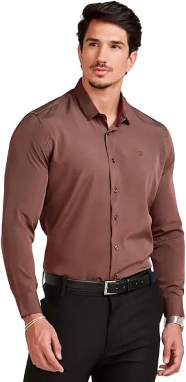 Camisa Social Masculina Manga Longa Slim