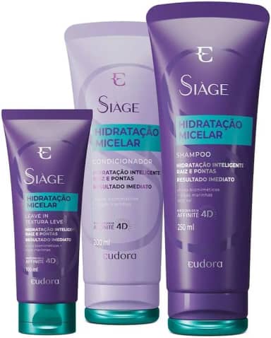 Eudora Kit Siàge Hidratação Micelar: Shampoo 250ml + Condicionador 200ml + Leave-In 100ml