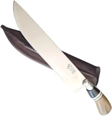 Faca Artesanal Para Churrasco 10" Aço Inox - Cabo de Chifre e Madeira - Super Afiada - Bainha de Couro - FACAS FR