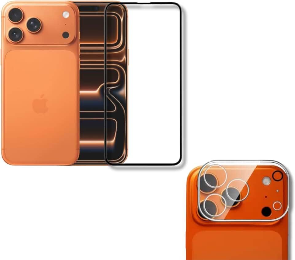 Película De Vidro 3D Tela Toda Para iPhone + Película Lente de Câmera (iPhone 17 Pro Max)