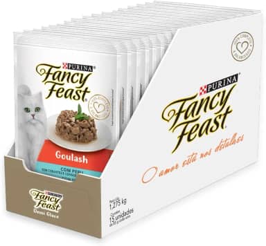 Pack Nestlé Purina Fancy Feast Ração Úmida Para Gatos Goulash Peru - Com 15 Sachês 85g