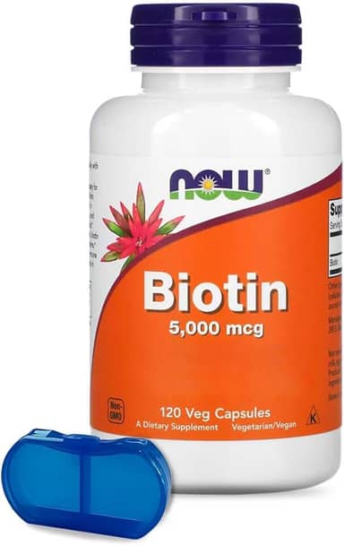 Biotina 5000mcg Now Foods 120 Caps + Porta Cápsulas