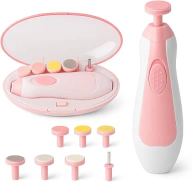 Cortador e Lixa de Unha Elétrico para Bebês 6 em 1 com Luz LED Silencioso e Seguro, Estojo Portátil Incluso, Ideal para Recém-Nascidos, Crianças e Adultos – Fácil e Indolor (rosa)