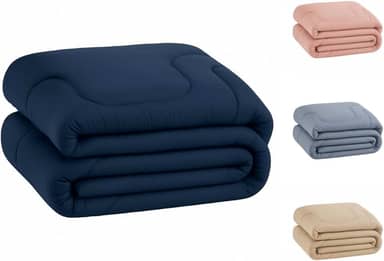 Edredom Percal 400 Fios Grosso Extra Macio Dupla Face Cobertor (Marinho, Queen)