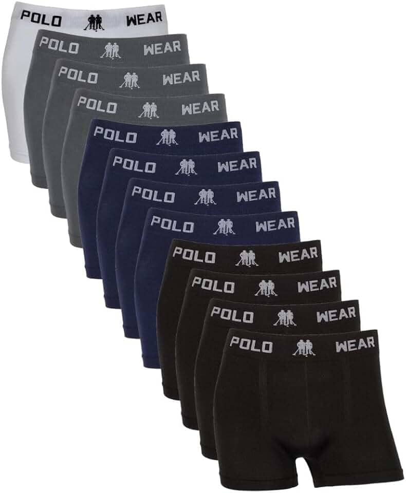 Kit 12 Cuecas Boxer Polo Wear Infantil Criança Menino Microfibra Sortida