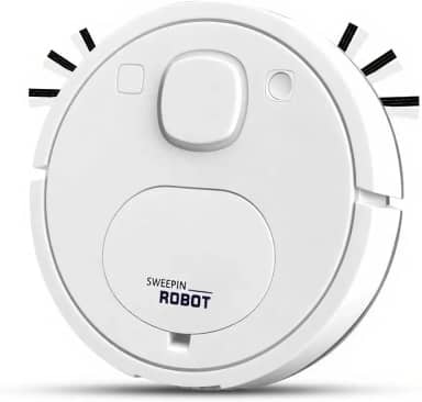 Aspiradores robóticos, aspirador de pó robô de sucção potente, sem emaranhados, bom para pêlos de animais de estimação, piso duro, silencioso, vassoura de chão (branco)