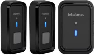 Campainha sem Fio Com Bateria Sem Fio Cib 101 Preta Alcance ate 100Mts 2 Unidades Externas Preto