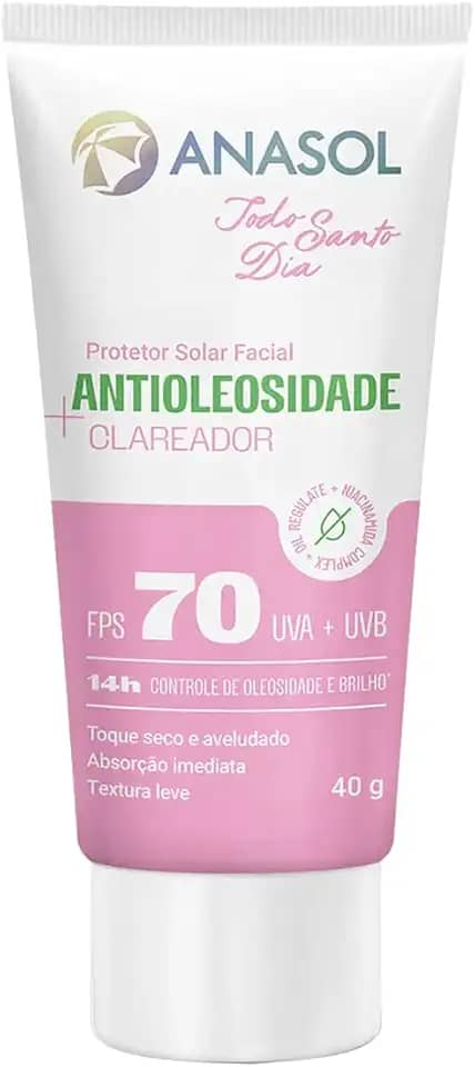 Anasol Protetor Solar Facial Antioleosidade Clareador Todo Santo Dia FPS70 40g