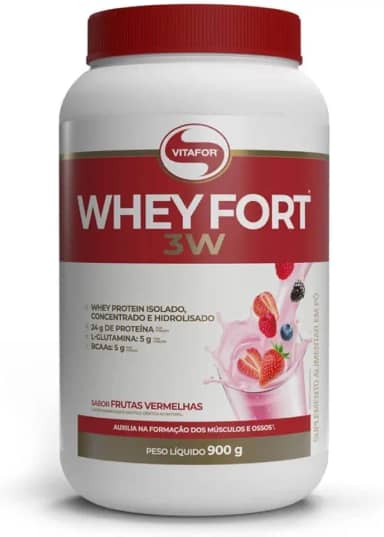Vitafor - Whey Fort 3W - 900g - Frutas Vermelhas
