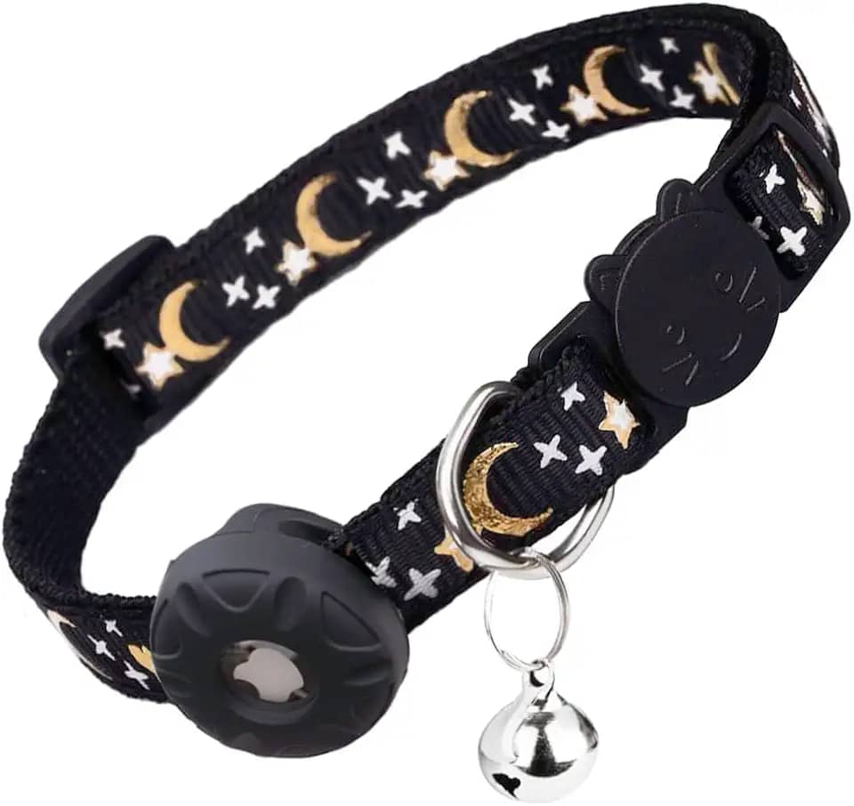 Coleira para gatos AirTag, coleira de segurança para gatinhos com suporte para Airtag da Apple, linda coleira GPS para gatos com sino [preto], coleiras leves para gatos, gatinhos e filhotes
