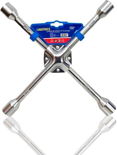 [FULLAMAZON] Chave De Roda Cruz 4 Bocas 14 Pol 17x19x21x23mm Cromada