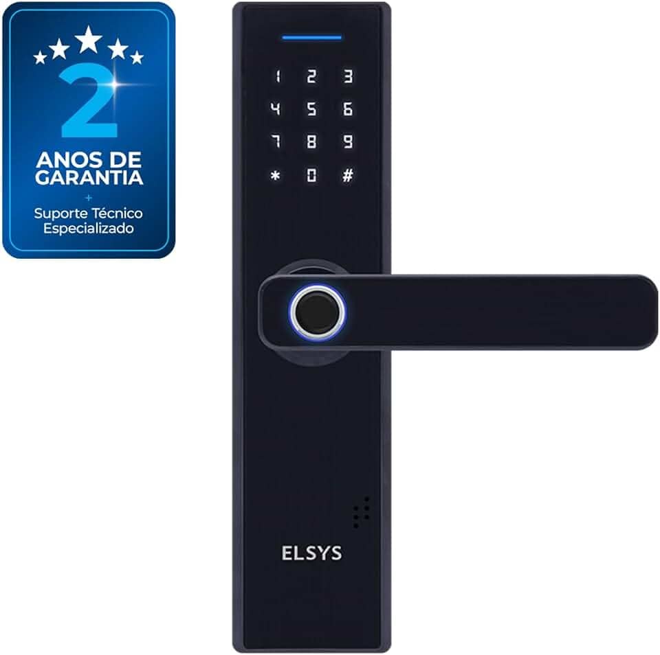 Fechadura Digital de Embutir com Biometria, Elsys, ESF-DE2000B, Preta - Abertura via Biometria e Senha Numérica