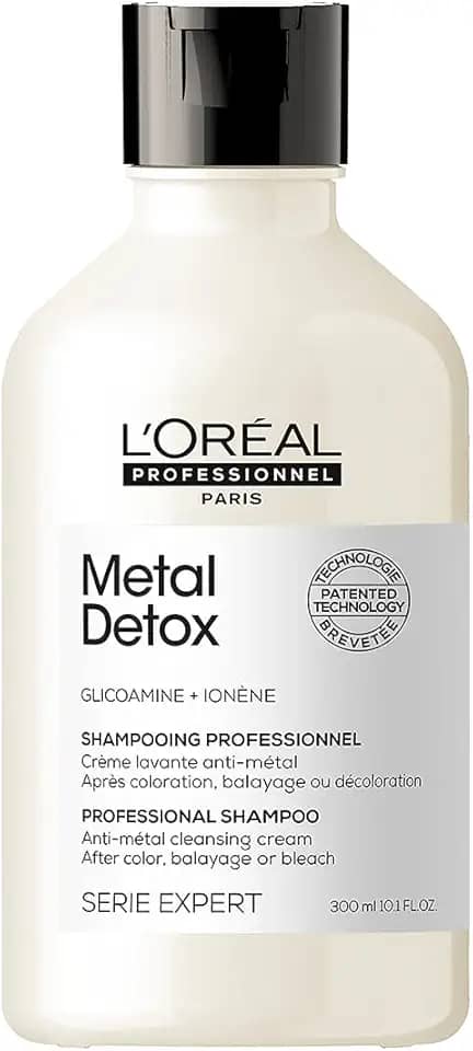 L'Oréal Professionnel Shampoo Metal Detox, para maciez, brilho & sedosidade, maior durabilidade da cor, para cabelos coloridos e danificados, 300ml