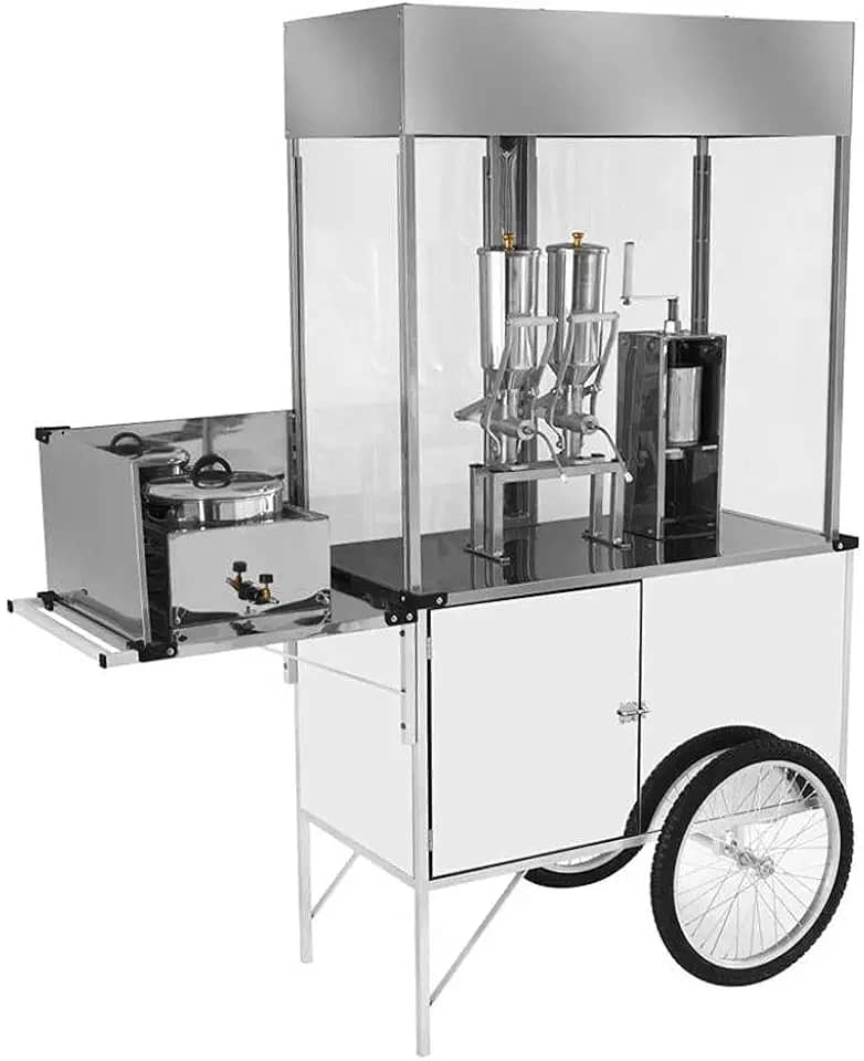 Carrinho de Churros Cefaz Branco 2 Doceiras e Rodas de Bicicleta Bl23p