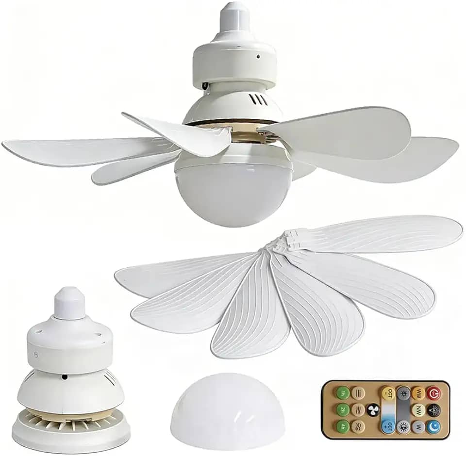 Ventilador de Teto com Lâmpada Led 30w Silencioso e Inteligente com Controle Remoto Branco Premium