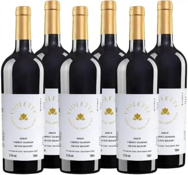 Fausto de Pizzato, Kit 06 Unid Vinho Tinto Suave Fausto VIOLETTE Merlot/Cab. Sauv/Alicante Bouschet