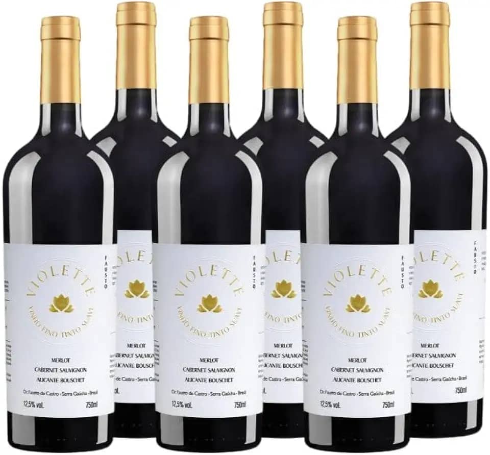 Fausto de Pizzato, Kit 06 Unid Vinho Tinto Suave Fausto VIOLETTE Merlot/Cab. Sauv/Alicante Bouschet