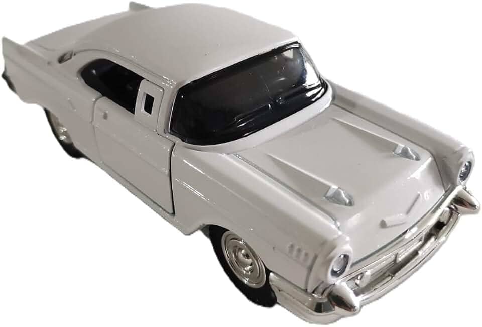 Miniatura de carro Chevrolet Bel Air 1957,Colecionável, Escala 1:32, 13cm, com Sistema de Fricção (Branco)