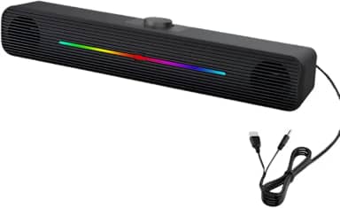 Caixa de Som Gamer - Soundbar para PC e Notebook 6W RGB – USB/ P2, Som Estéreo, Drivers de Alta Performance e Design Compacto