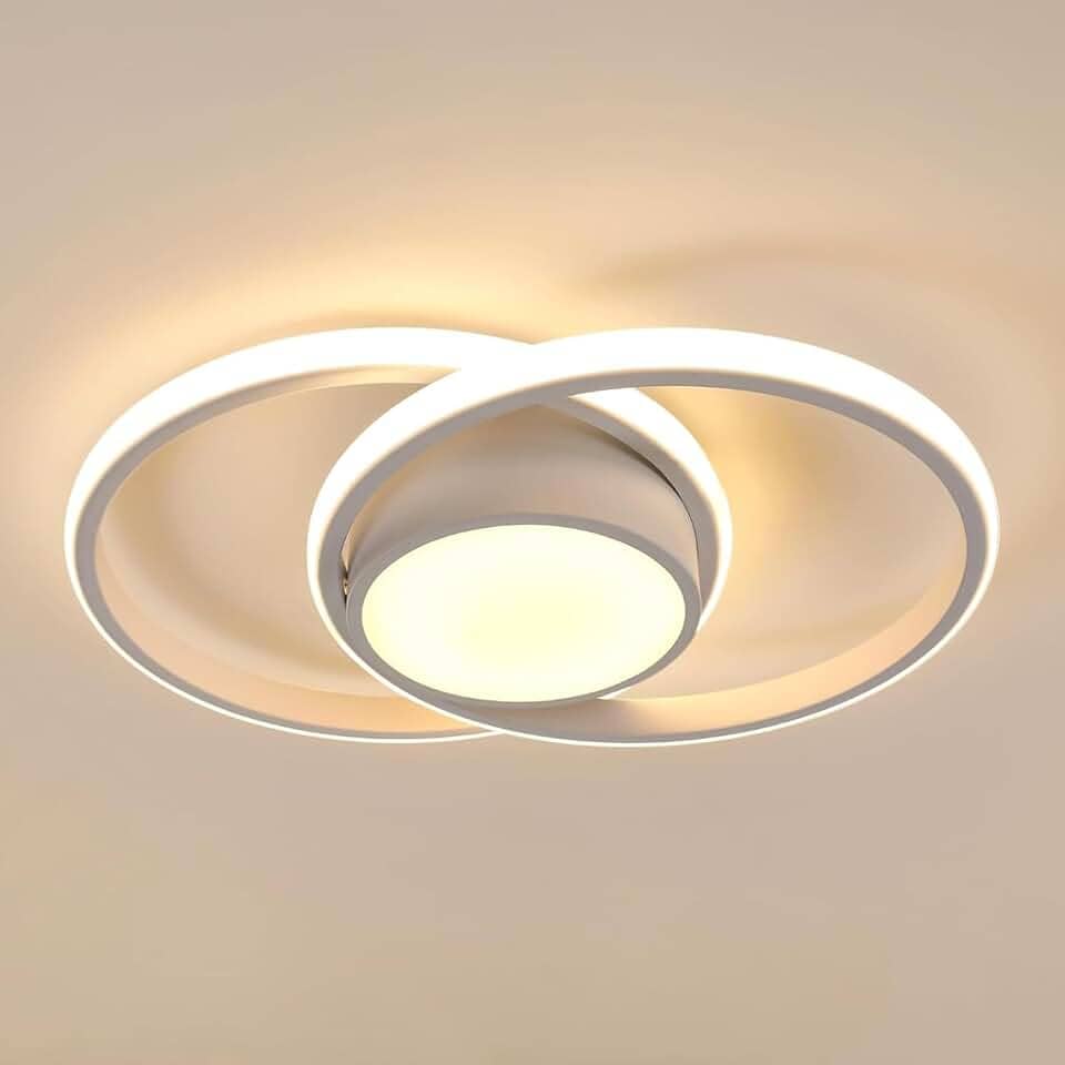 BEMMY Luminária de Teto, Lustre Redondo, Quarto, Cozinha, Sala de Estar, Decoração, Luz de Teto Regulável, Lustre de iluminação tricolor 85-265V (Branco)