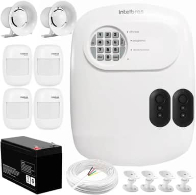 Kit Central de Alarme Anm 24 Net Intelbras + 4 Sensores Ivp 2000 Sf + Bateria + Sirenes + Cabo