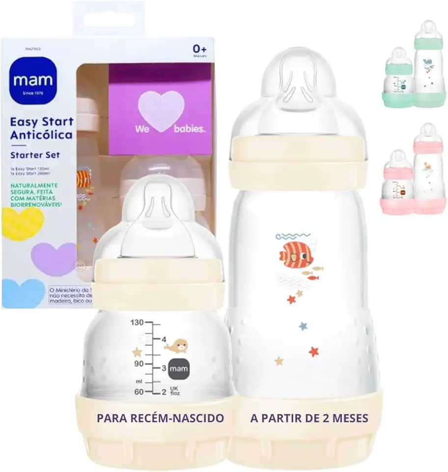MAM, MA21023, Baby Kit 2 Mamadeiras Easy Start Starter Set, para Crianças 0+ Meses, Rosa