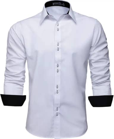 Camisa Social Masculina Manga Longa Slim Fácil Passar (GG, Branco)