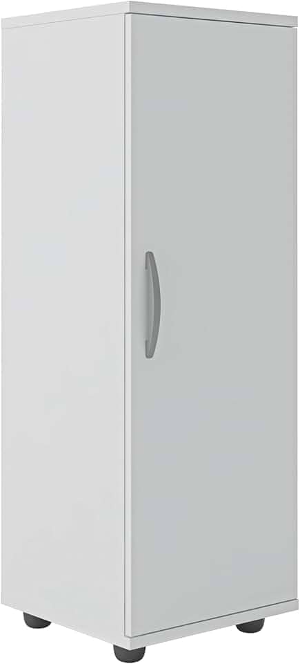 Armário Multiuso 1 Porta, Organizador com Prateleiras Viena - Branco