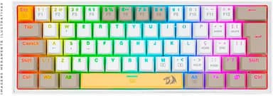 Teclado Mecanico Gamer Fizz Rgb Amarelo Branco e Cinza Switch Marrom