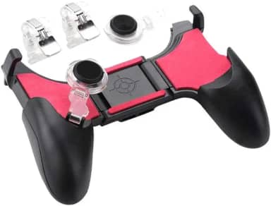Controle móvel 5 em 1 Gamepad Free Fire L1 R1 Gatilhos PU GB Mobile Game Pad Grip L1R1 Celular Joystick suporte para iOS e Android Kit de acessórios para jogos (preto/vermelho tipo 03)