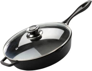 Frigideira De Ferro Fundido Com Tampa De Vidro 28 Cm Cabo de Ferro
