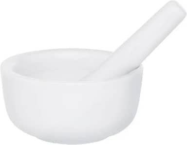 HIC Kitchen Almofariz e pilão para moer especiarias e ervas e comprimidos de esmagamento, porcelana branca fina