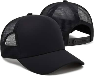 Boné de Telinha Trucker Unissex Aba Curva Liso Casual De Tela Preto