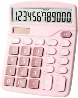 Calculadora de Mesa Rosa Visor Grande 12 Dígitos Solar E Pilha Dexin-837b