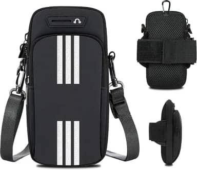 Bolsa Esportiva 3 em 1 para Celular – Braçadeira, Transversal e Cinto, Ajuste Confortável, Resistente à Água e Perfeita para Corrida, Caminhada, Ciclismo, Academia e Atividades ao Ar Livre
