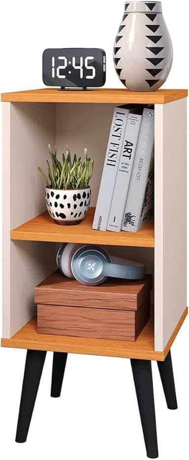 Mesa De Cabeceira Mudo Charme Retro Com Nicho Quarto Cama (Off White)