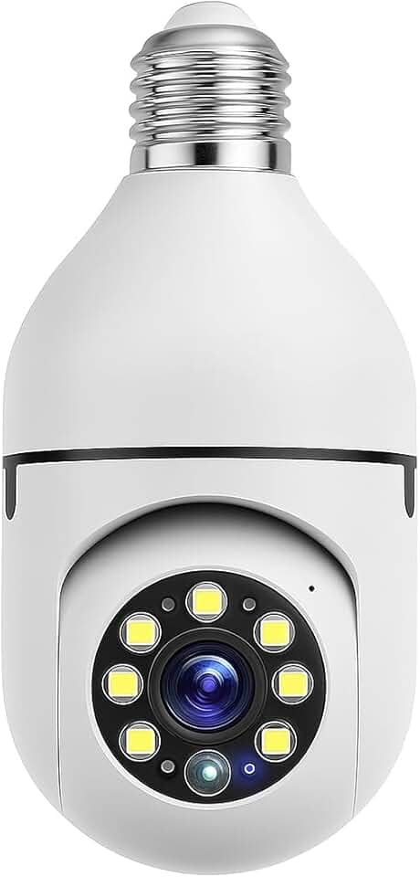 Câmera Lâmpada Wi-Fi 360° Espiã Visão Noturna Full HD Áudio Detecção de Movimento e Controle Via Celular