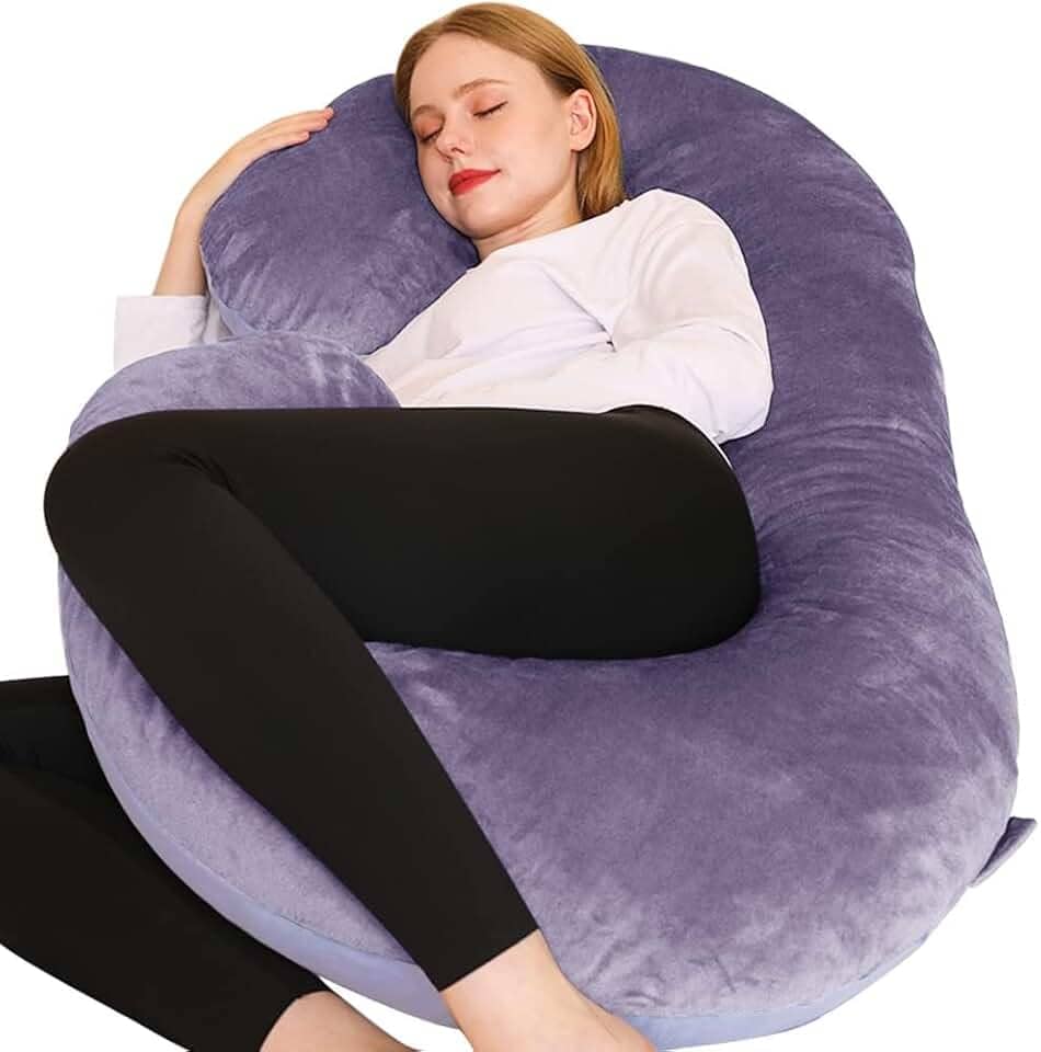 Chilling Home Travesseiros de gravidez, travesseiro de corpo inteiro em forma de C, travesseiro de maternidade para mulheres 140 cm, travesseiros de gravidez para dormir com capa removível