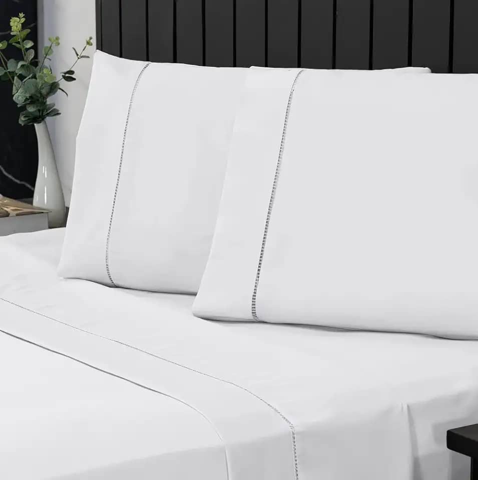 Jogo de Cama Queen Percal 400 Fios Ponto Palito 04 Peças, Antiácaro, Anti-pilling com Toque Macio - Branco