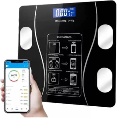 Balança Corporal Digital Inteligente com Bioimpedância Bluetooth – Mede 13 Indicadores, Alta Precisão, Compatível com App Fitness – Até 180kg – Design Moderno e Antiderrapante Premium
