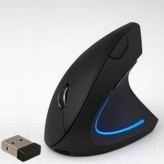 Mouse Vertical Ergonômico Sem Fio Recarregável RGB DPI Ajustável USB 2.4G Compatível com Windows Mac Redução deTensão no Pulso