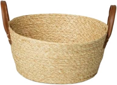 Cesta Mocca em Palha Trançada da Paramount: Cesta Organizadora Multiuso em Fibra Natural, 24x11 cm, Estilo Rústico e Artesanal