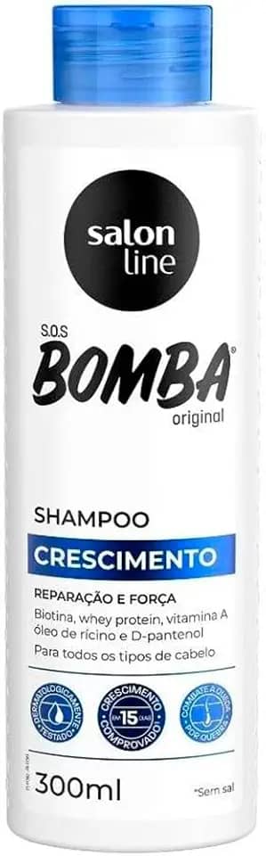 Salon Line, Shampoo, SOS Bomba, Crescimento, Reparação e Força - Todos os Tipos de Cabelos, 300 ml