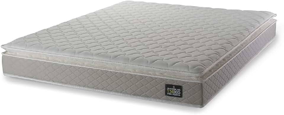 Colchão Casal Strong Pillow Top Espuma D45 138x188x24cm Bege - Suporta até 150kg por Pessoa