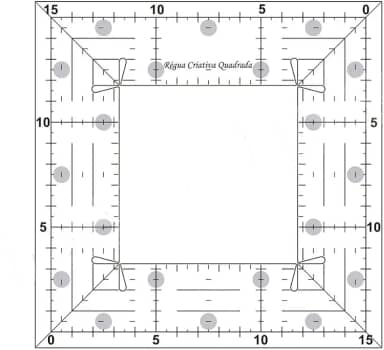 Régua Criativa Quadrada Em Acrílico Para Patchwork 15x15cm