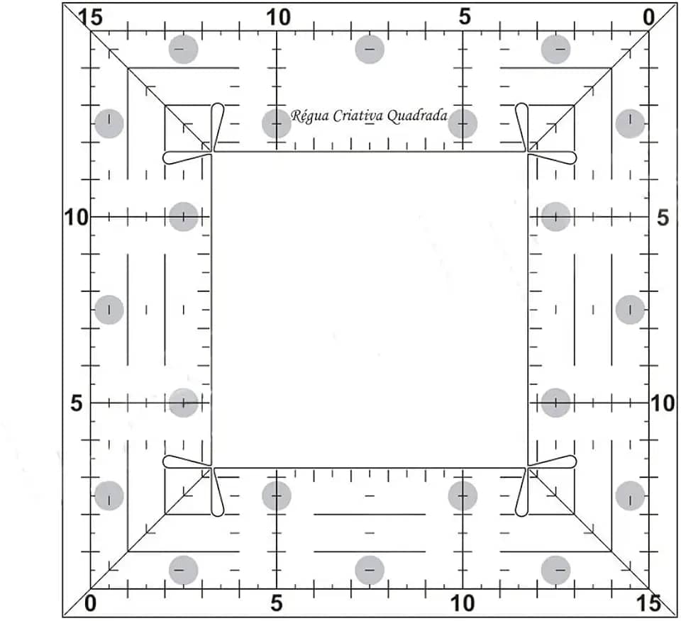 Régua Criativa Quadrada Em Acrílico Para Patchwork 15x15cm