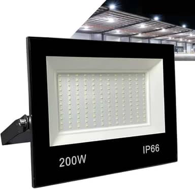 Refletor LED Holofote 200W Branco Frio 6500K - IP66 à Prova d’Água Econômico para Jardim, Fachada e Quintal Premium