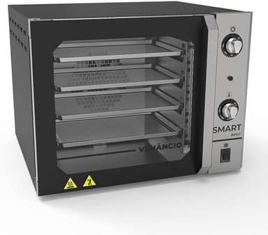 Forno Turbo Convector Elétrico Smart Basic 4 Esteiras Preto e Painel Inox FCSB4E - Venâncio 220V