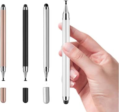Caneta Touchscreen Stylus Universal 2 em 1. Caneta Capacitiva para Smartphones, iPad, Tablets e Outras Telas Touch. Compativel com IOS e Android. Ponta Dupla e Toque Preciso. (Branca)